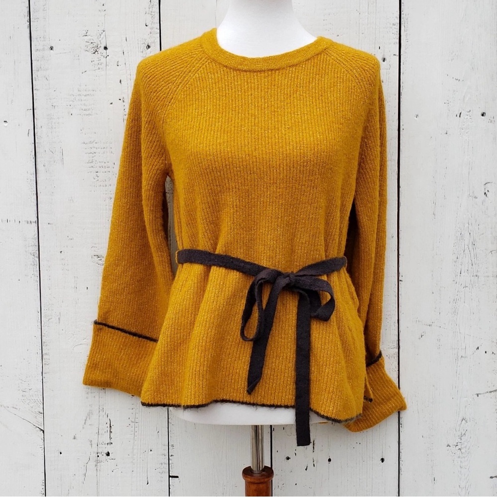NWOT Philosophy Mustard Yellow Knit Top With Tie